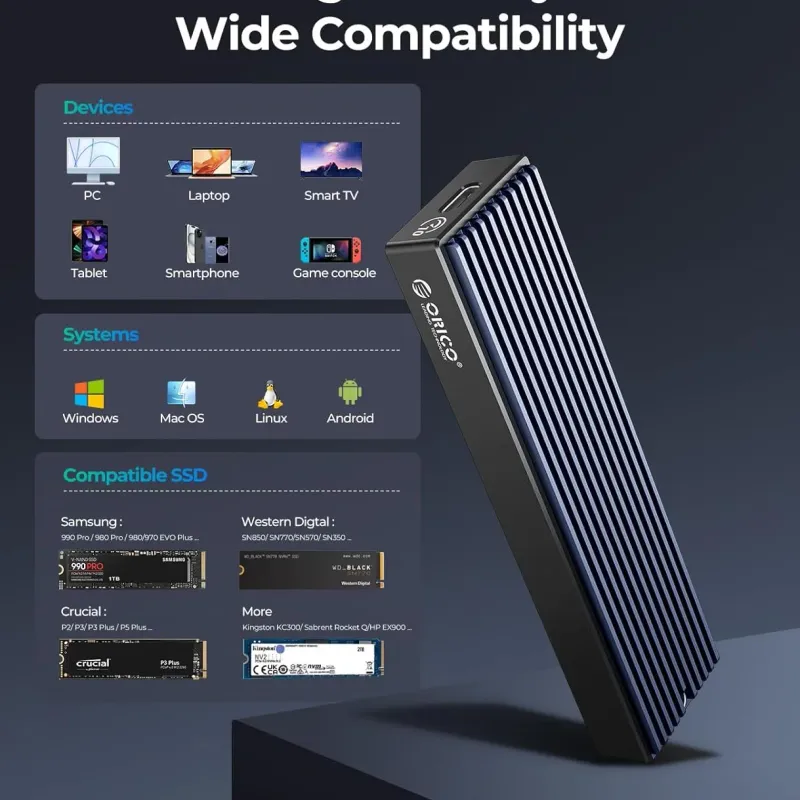 ORICO M.2 SSD Enclosure - USB-C 10Gbps 4