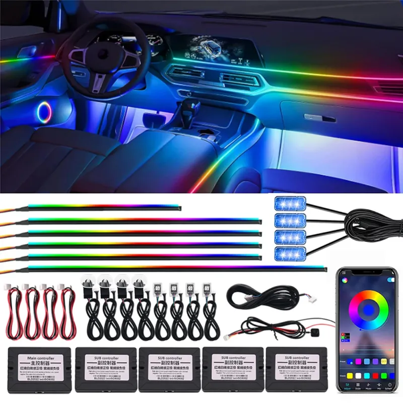 64 Color RGB Car Ambient LED Light Strip 1