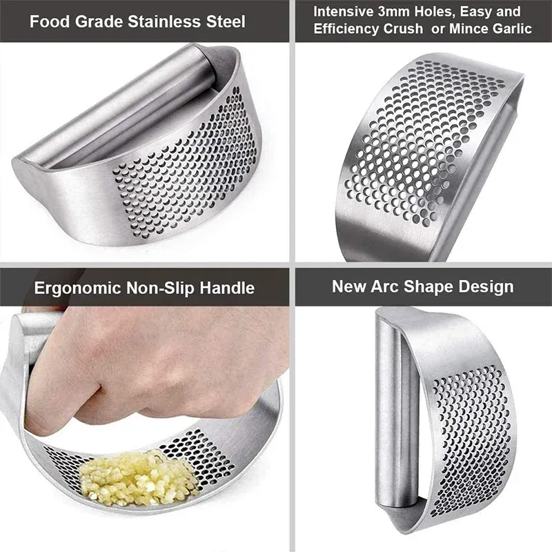 Stainless Steel Garlic Rocker Press 2