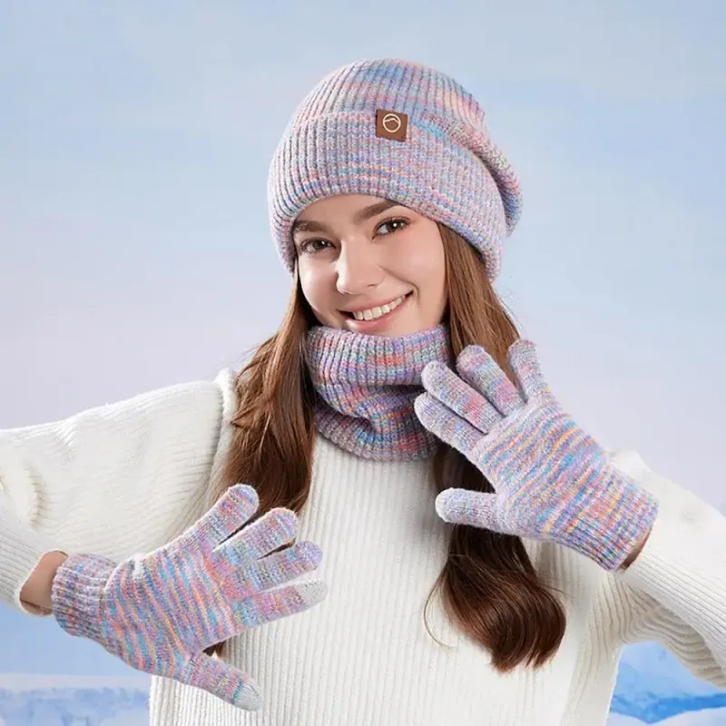 Winter Beanie Scarf Gloves 3pcs Set 2