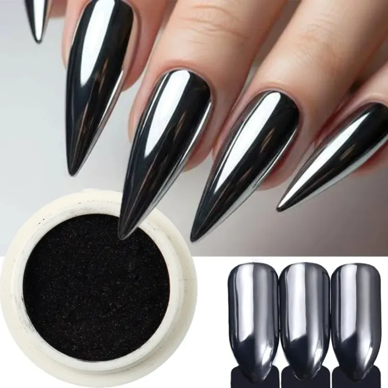 Chrome Black Nail Powder 1