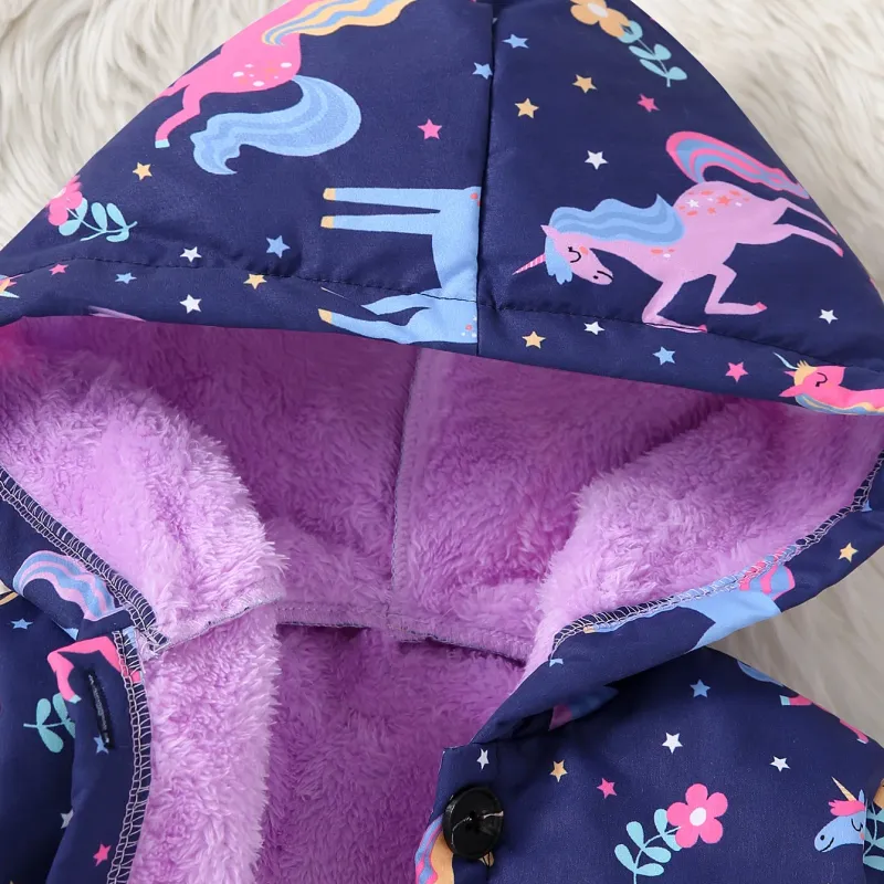 Girls' Fleece Printed Hooded Jacket 3