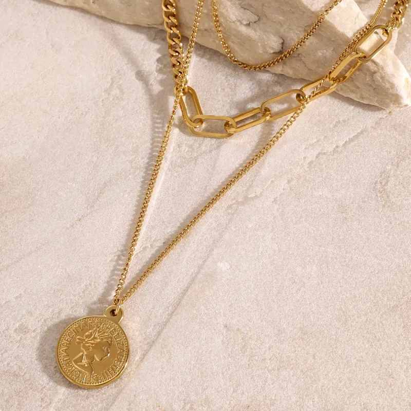 18K Gold Coin Pendant Necklace 4