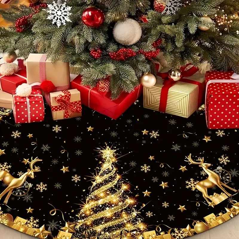 Black & Gold Glitter Christmas Tree Skirt 3