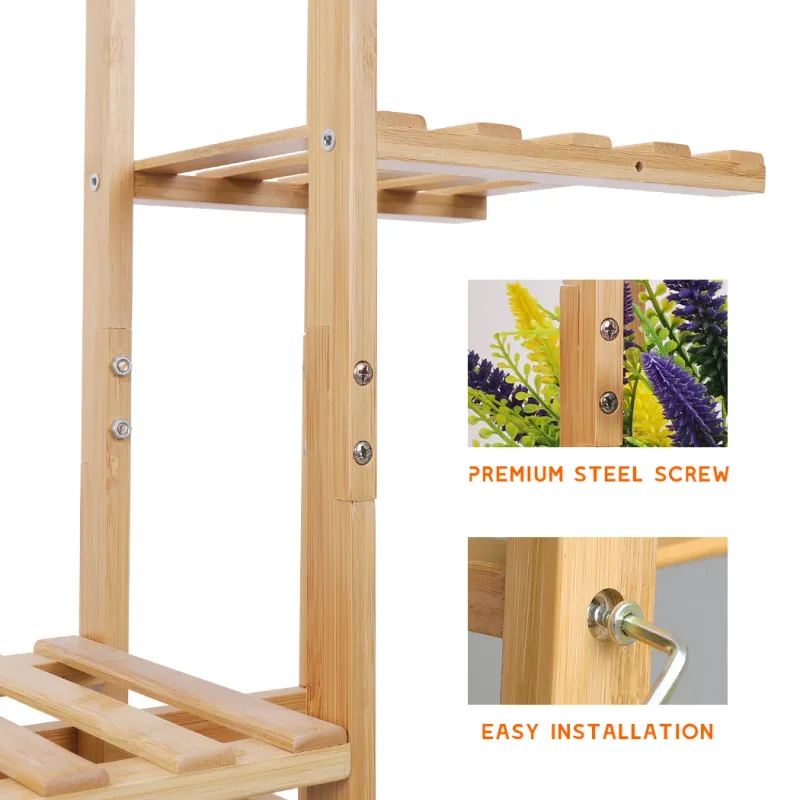 Bamboo Tiered Plant Stand Shelf Rack 4
