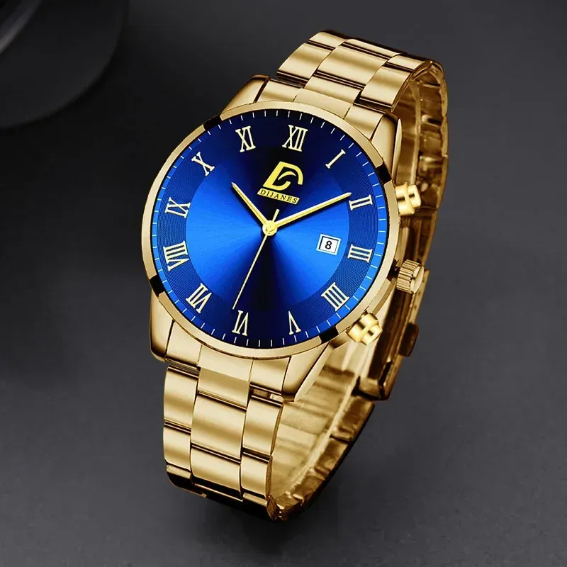 Gold Stainless Steel Minimalist Watch for Men 4