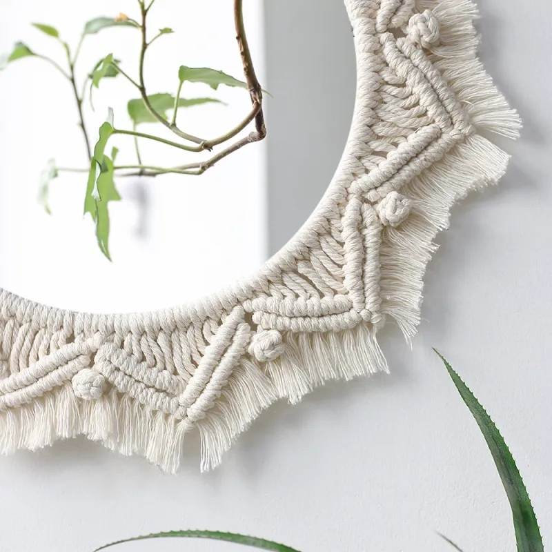 Boho Macrame Round Wall Mirror 4