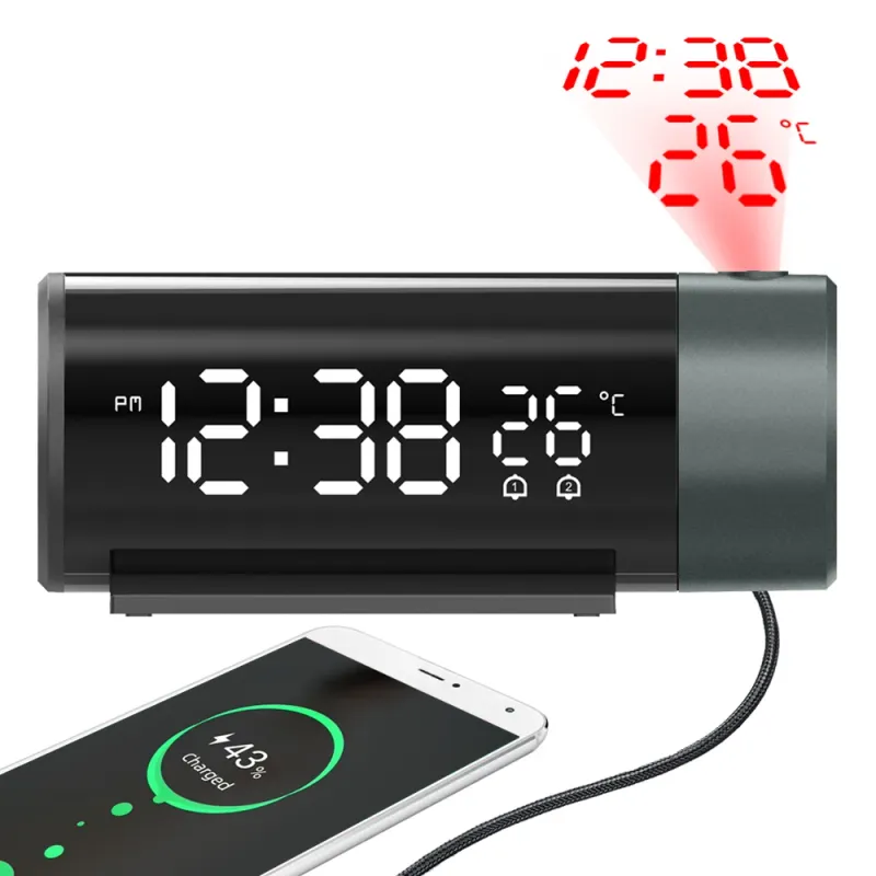 Digital Projection Alarm Clock with Temperature 3