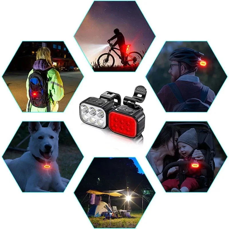 USB Rechargeable Bike Light Set 4
