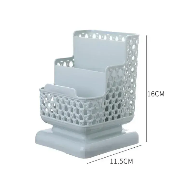 Plastic Pen Holder Desk Storage Box Pencil Tray School Office Stationery Supplies Desktop Accessories Organizer Student Gift 6
