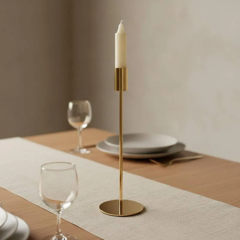 Gold Metal Candle Holder Set 1