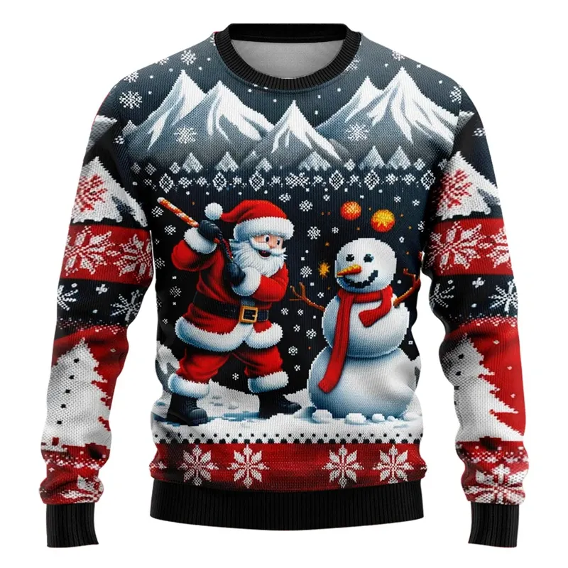 3D Snowman Santa Ugly Christmas Sweater 4