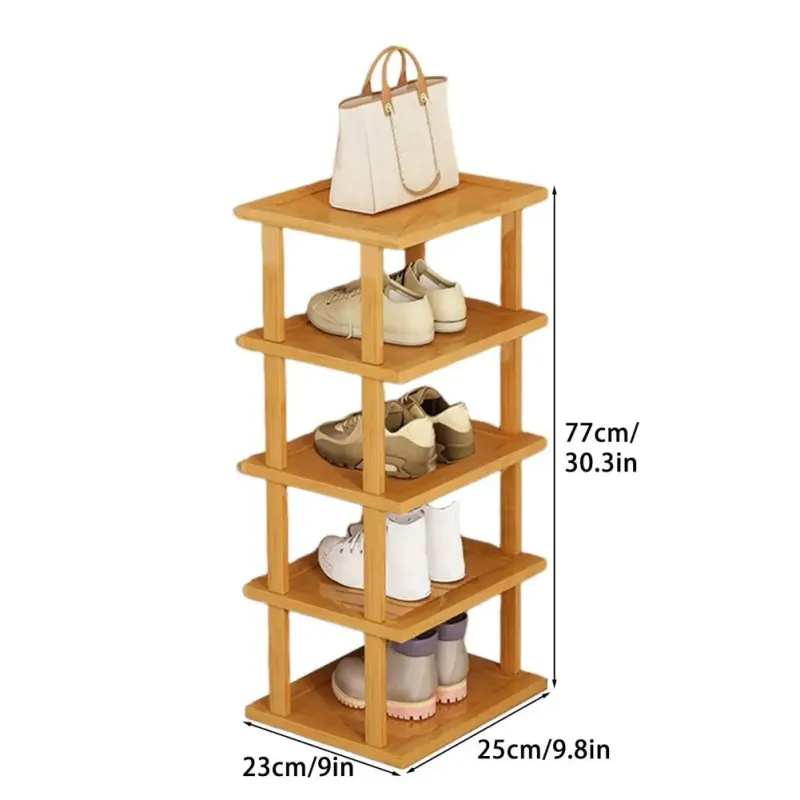 5 Tier Vertical Wood Shoe Rack 6
