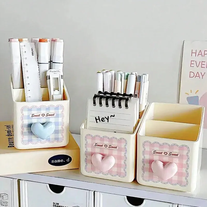 Heart Pattern Desktop Organizer Box 4