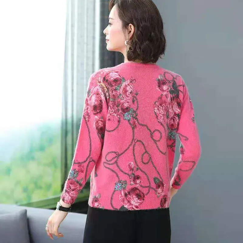 Plus Size Knitted Printed Cardigan Coat 5