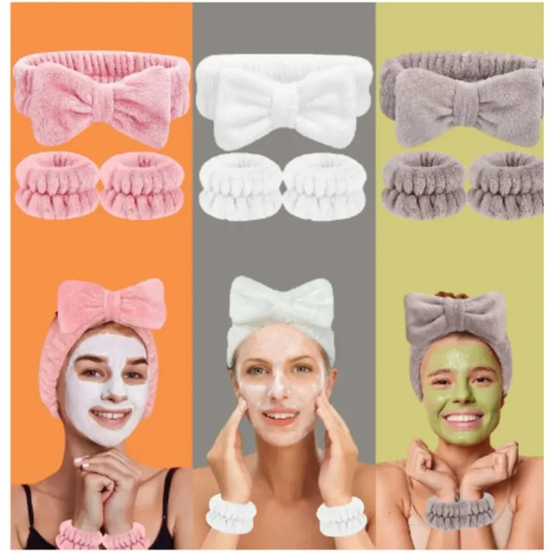3Pcs Spa Headband & Wristband Set 2