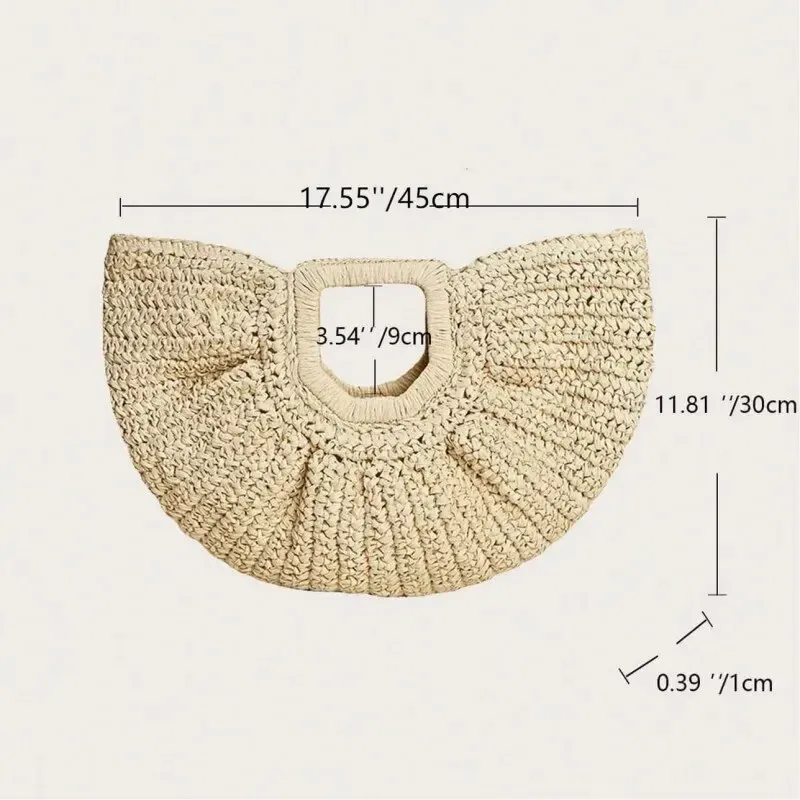 Straw Half-Moon Beach Tote Bag 6
