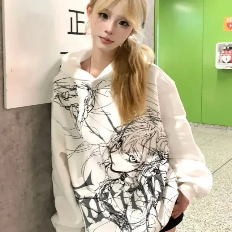 Japanese Cartoon Grunge Hoodie - Unisex Y2K 3