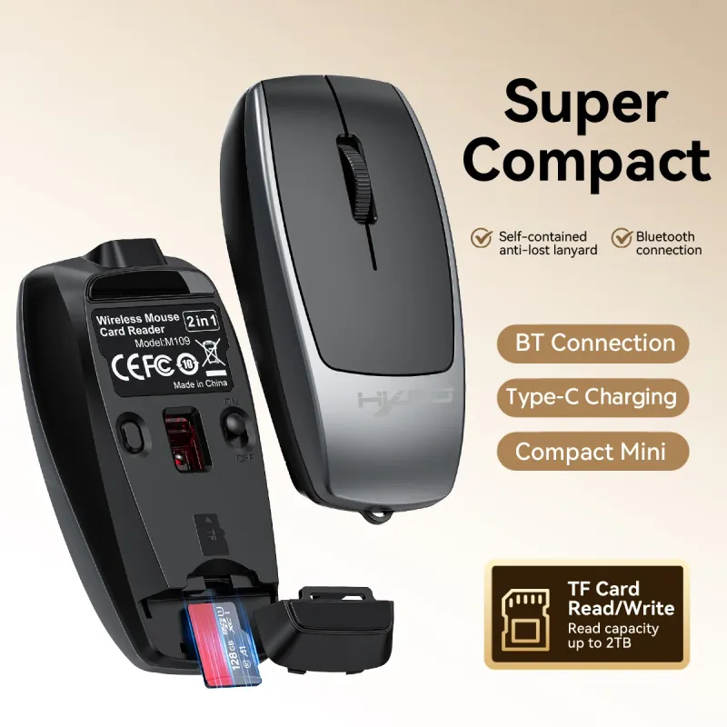 Bluetooth 5.1 Wireless Mini Mouse with TF Card Reader 2