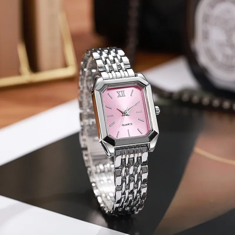Luxury Rectangle Steel Band Quartz Watch 5