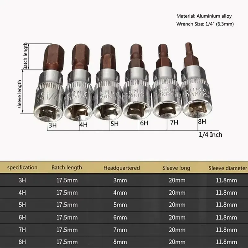 6Pcs Hex Screwdriver Bit Socket Set 6