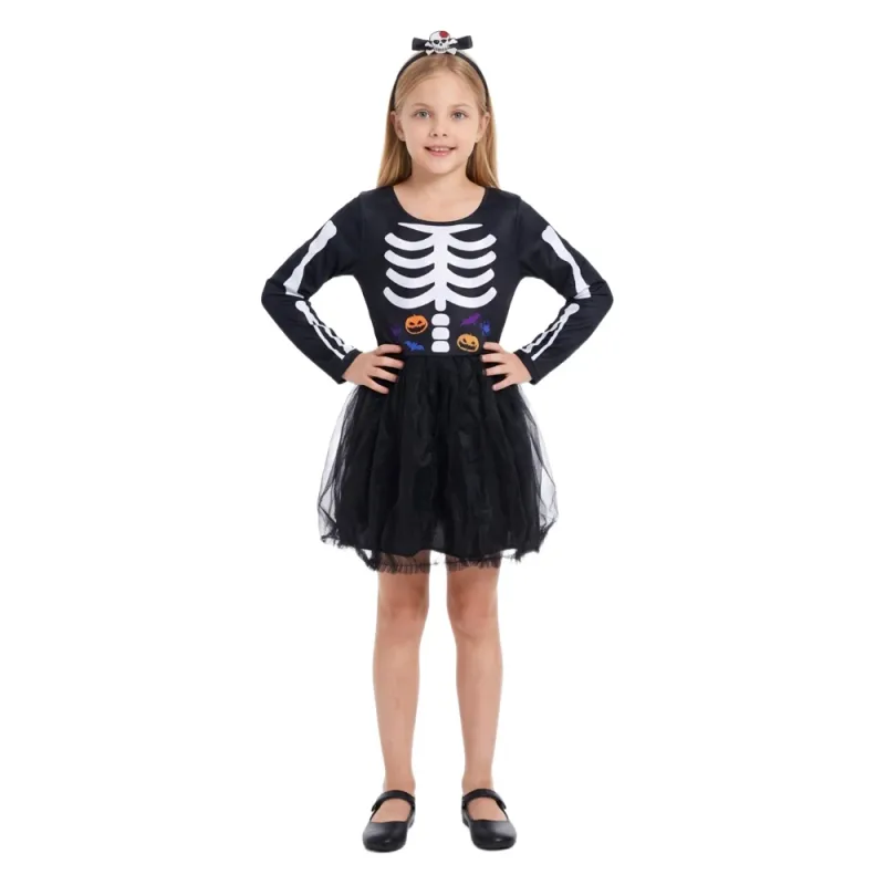 Rainbow Skeleton Kids Halloween Dress 4