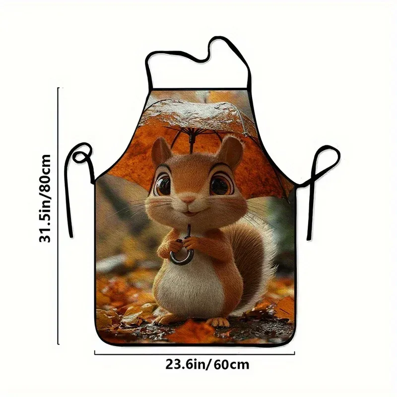 Squirrel Orange Umbrella Cooking Apron 3