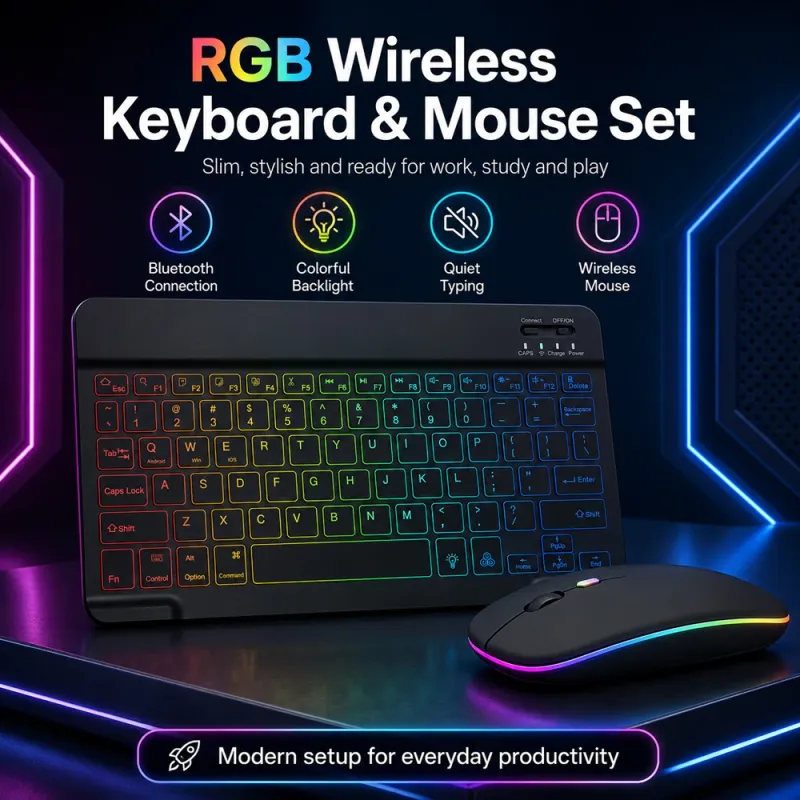 Ultra Slim 7-Color RGB Keyboard & Mouse Combo 2