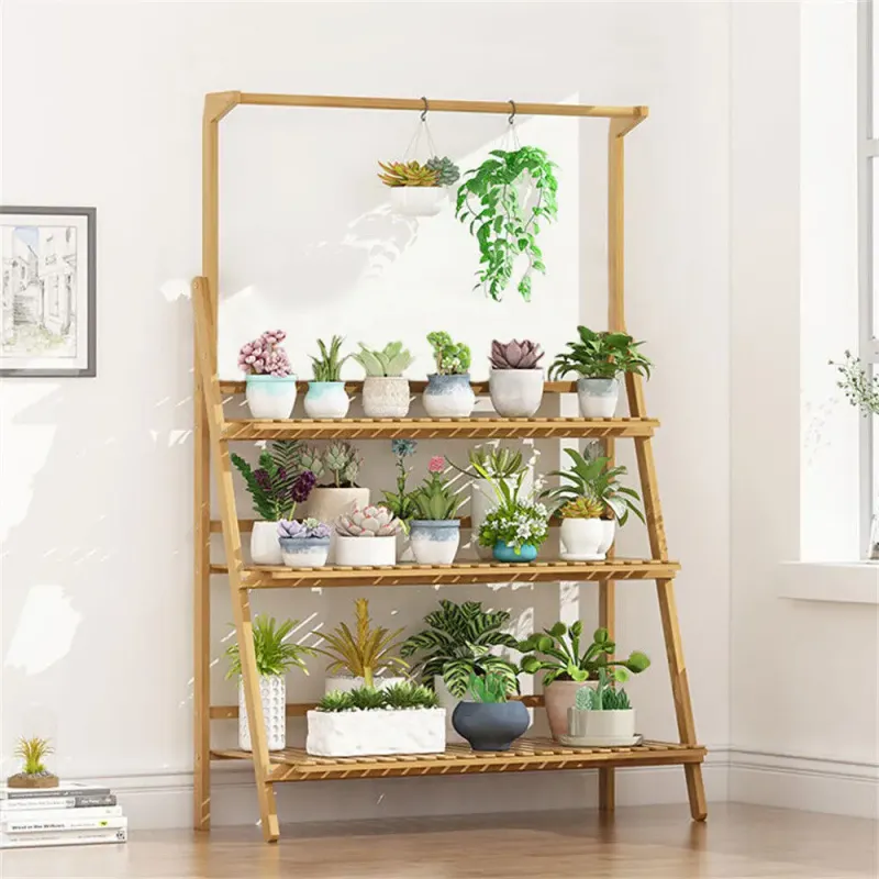 Folding Bamboo 3-Tier Plant Stand 1
