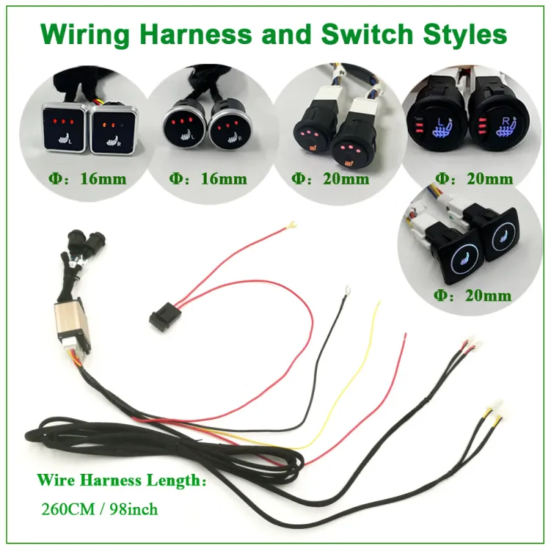 Universal 100W Carbon Fiber Car Seat Heater Kit 2