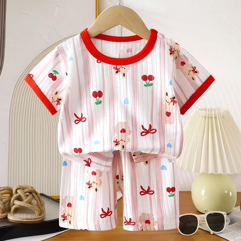 2PCS Kids Summer Cotton T-Shirt & Shorts Set 6