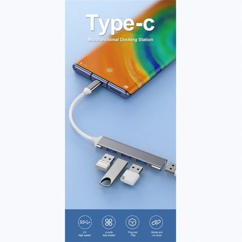 4-in-1 USB 3.0 Hub with Type-C OTG 3