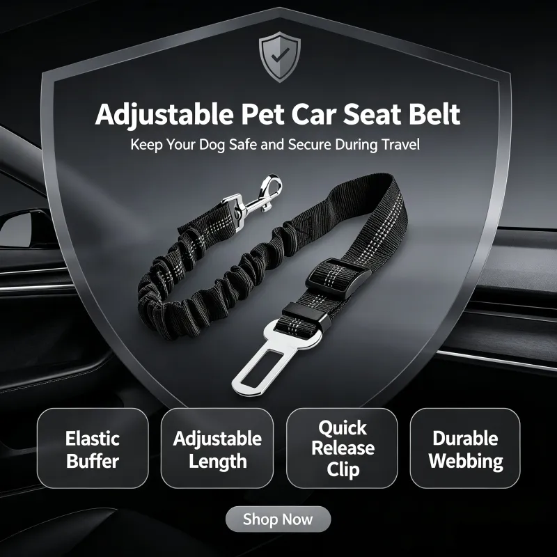 Adjustable Elastic Dog Car Seat Belt Leash 1