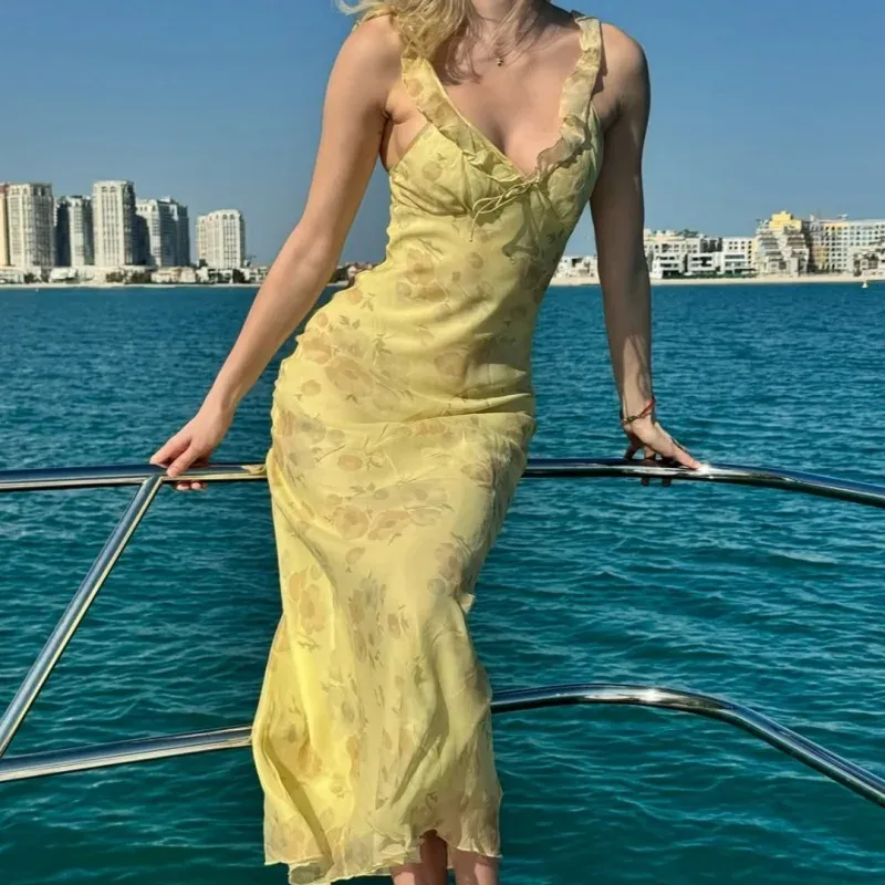 Floral Plunge Backless Maxi Dress 5