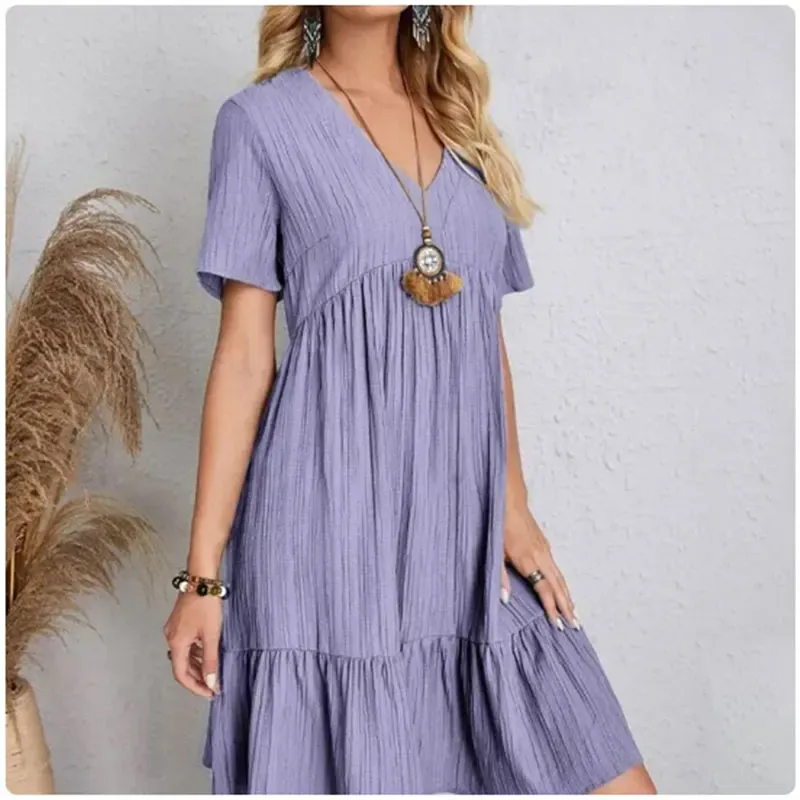 Summer Peplum V-Neck Ruffle Dress 4