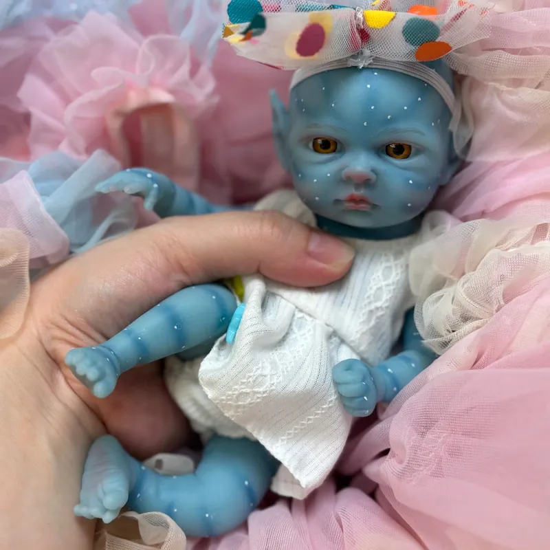 8" Blue Skin Handmade Reborn Baby Doll 4