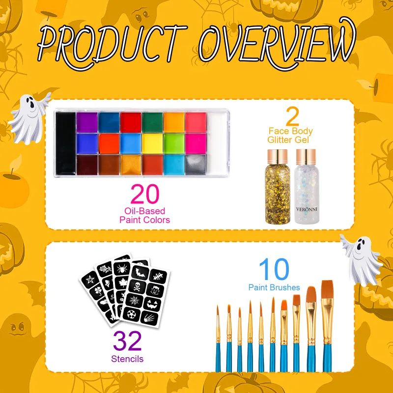 20-Color Face & Body Paint Kit 3