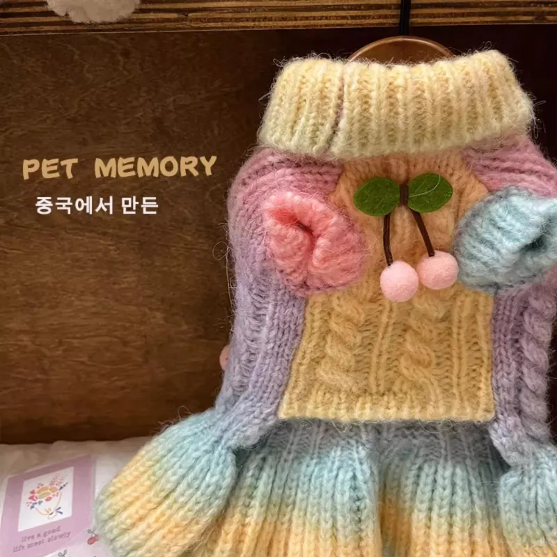 Cherry Knit Dog Sweater Dress 5