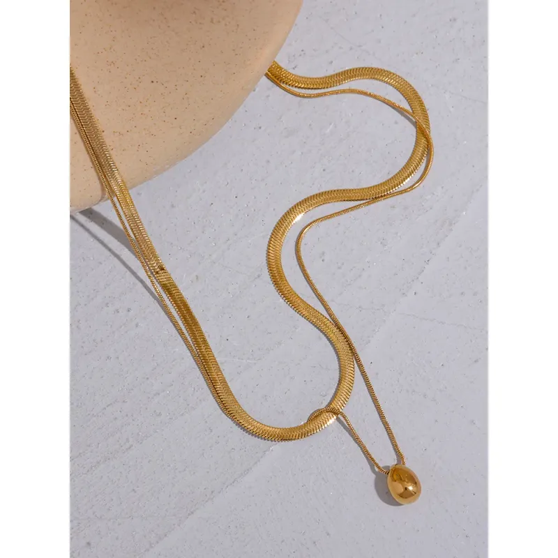Gold Water Drop Layered Necklace 6