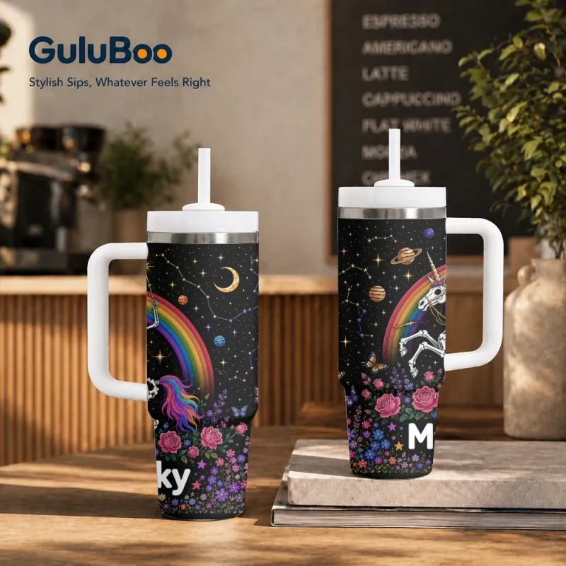 Rainbow Skeleton Unicorn Cosmic Tumbler 2