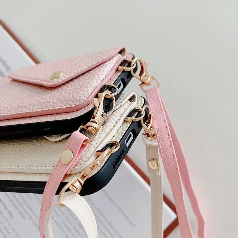 Lanyard Leather Wallet Phone Case 5