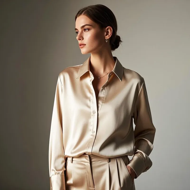 Korean Satin Slim Fit Blouse 5