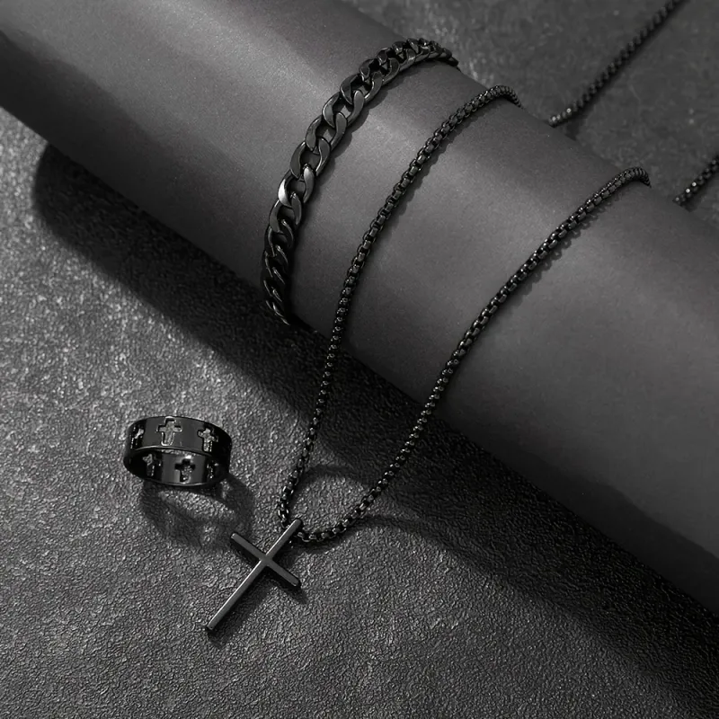 3-Piece Cross Jewelry Gift Set for Men & Women 4