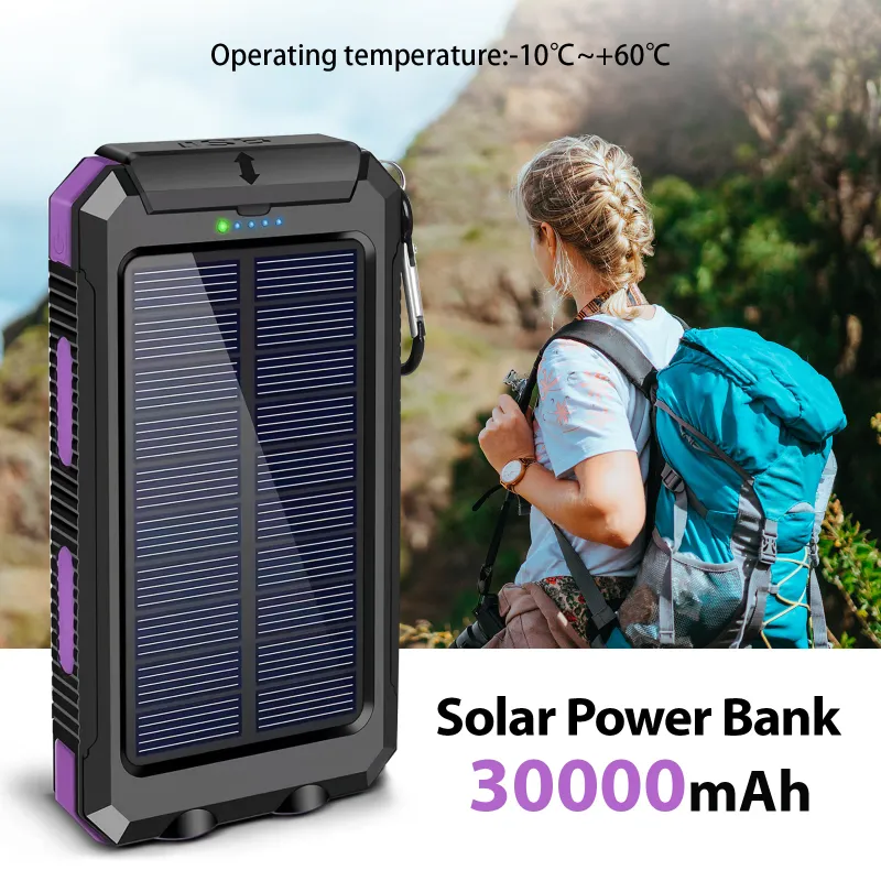 30000mAh Solar Power Bank with LED Flashlight 3