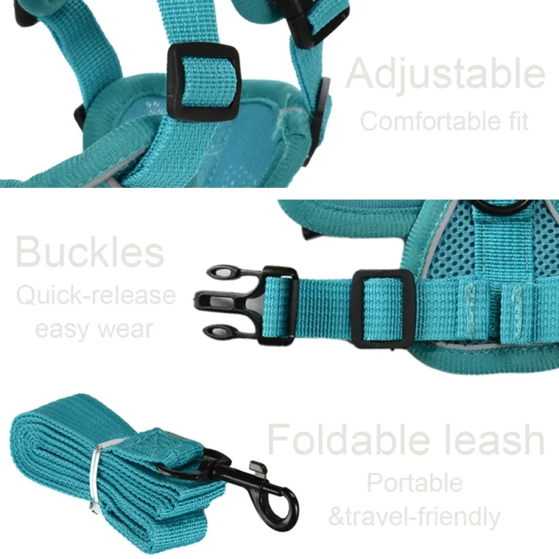 Adjustable Reflective Pet Harness & Leash Set 2