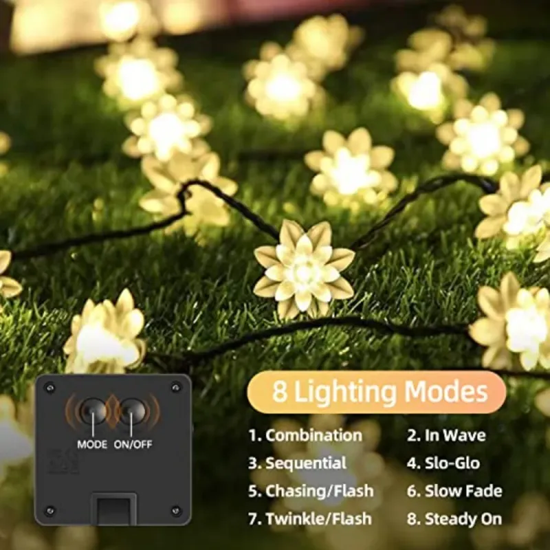Solar Flower Fairy Lights - 50 LED 3