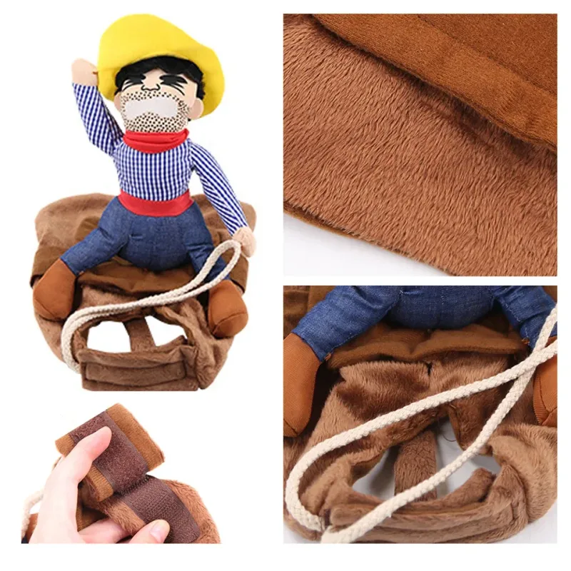 Funny Cowboy Halloween Dog Jacket Costume 3