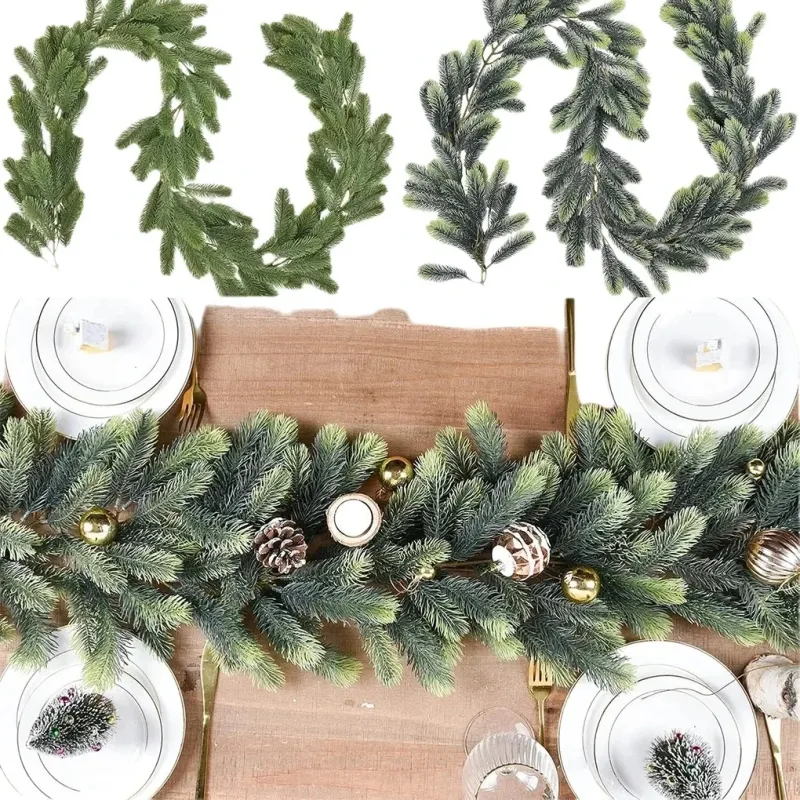 Rattan Christmas Pine Garland Wreath 1