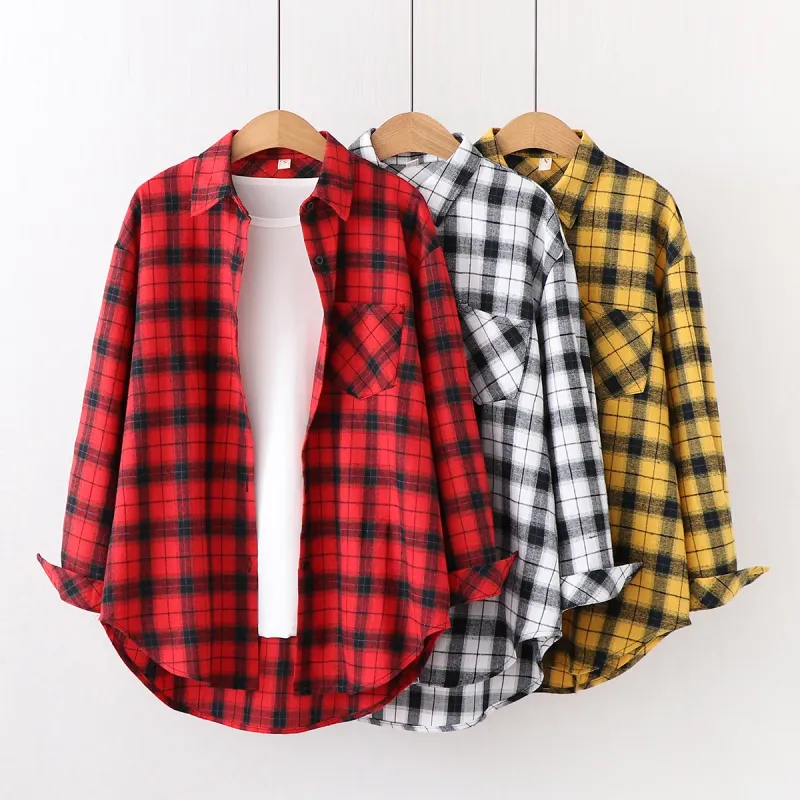 Women's Cotton Flannel Plaid Shirt 2