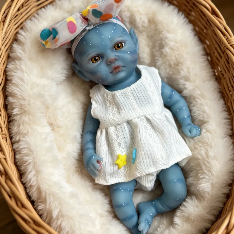 8" Blue Skin Handmade Reborn Baby Doll 1